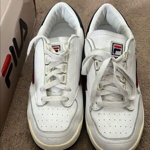 Fila Original Tennis Shoes - White and Red Accents